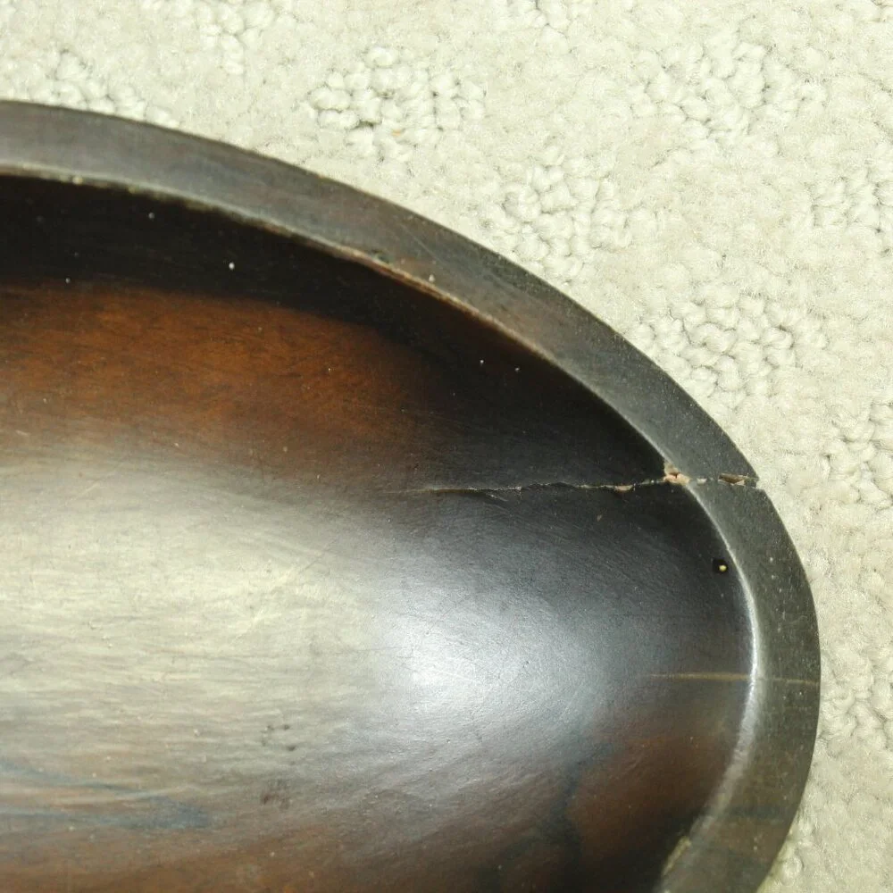 Large Solid Wood Oval Serving Bowl & 12 Individual Oval Fruit, Candy, Nuts Bowls